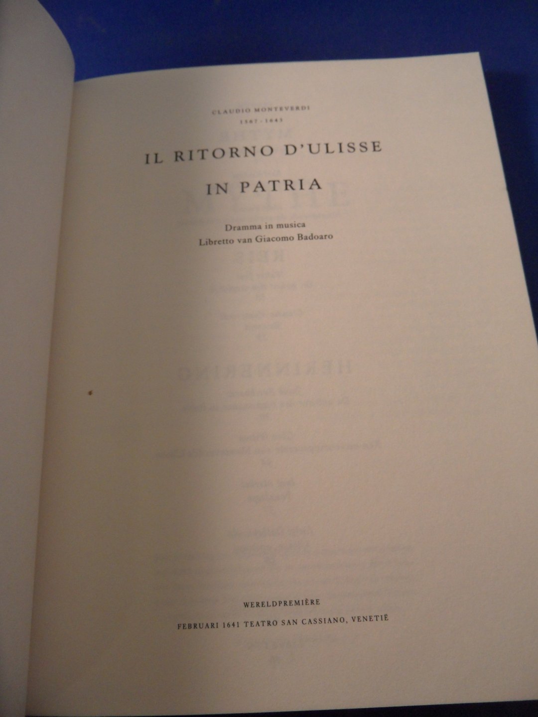 Monteverdi, Claudio - Il Ritorno d'Ulisse in Patria