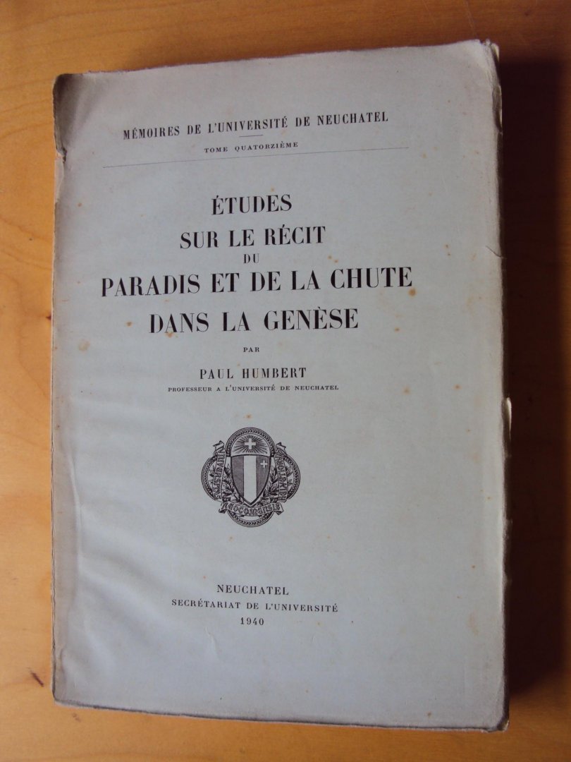 Humbert, Paul - Études sur le récit du paradis et de la chute dans la Genèse