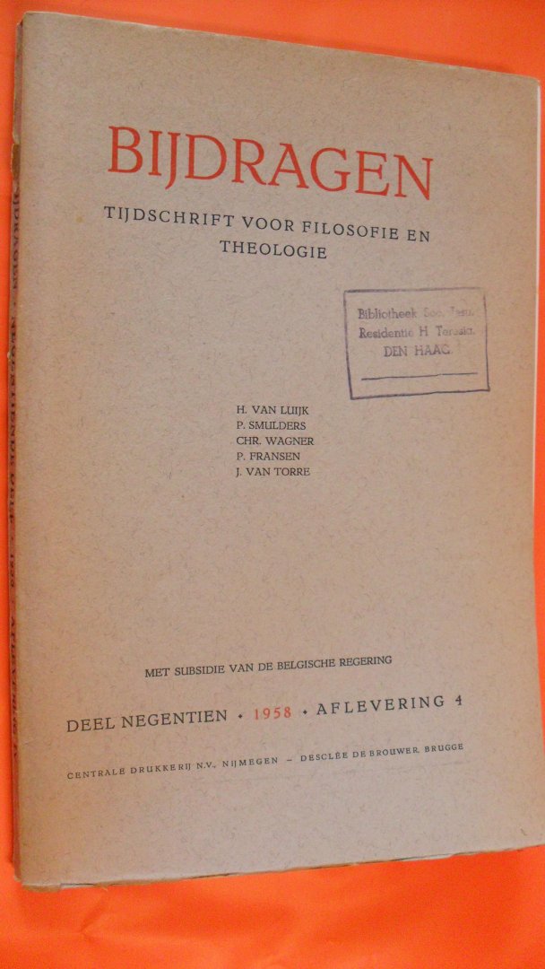 Luijk/ Wagner/ Fransen e.a. - Bijdragen tijdschrift voor Philosophie en Theologie ofwel  Filosofie en Theologie
