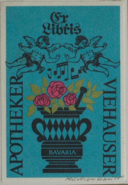 Kuchenbauer, Otto. - Exlibris voor Apotheek Viehauser.