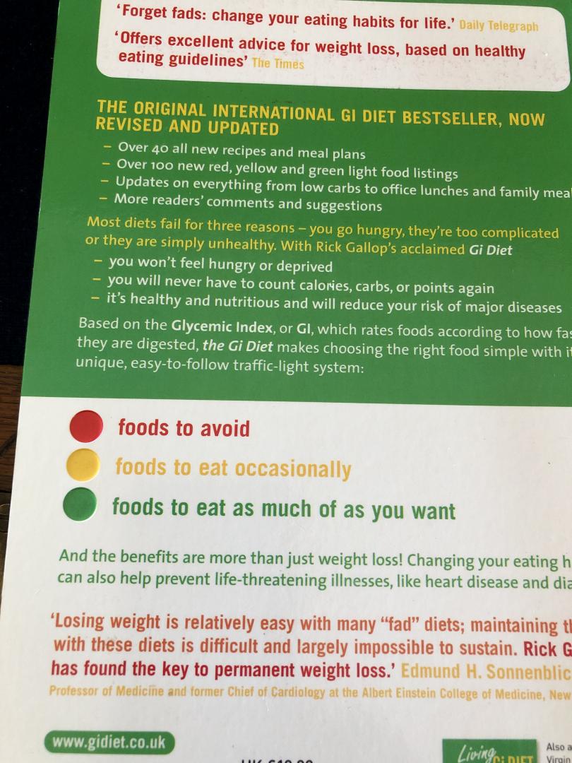 Gallop, Rick - The Gi Diet (Now Fully Updated) / The Glycemic Index; The Easy, Healthy Way to Permanent Weight Loss