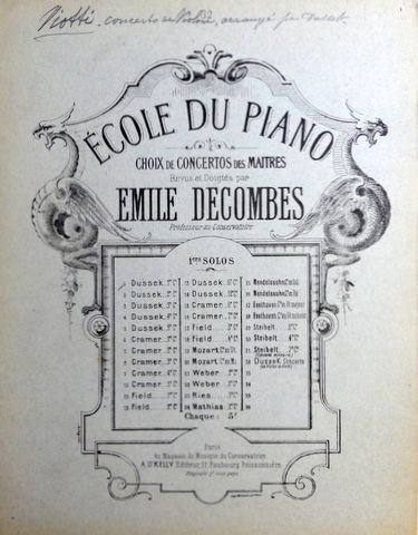 Dussek, J.L.: - Ecole du piano. Choix de Concertos des Maîtres revues et doigtés par Emile Decombes. 1. Dussek: 1re. Concerto de violon de Viotti arrané pour le piano par Dussek. 1re solo