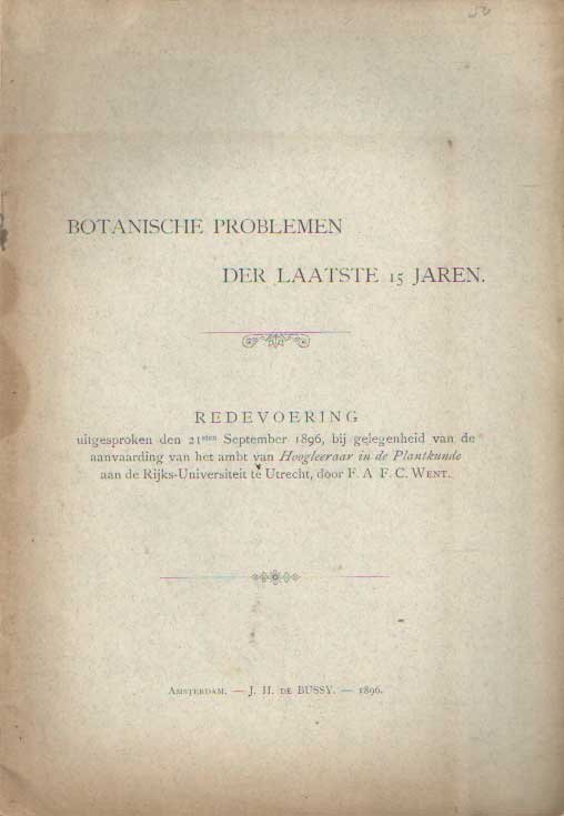 Went, F.A.F.C. - Botanische problemen der laatste 15 jaren