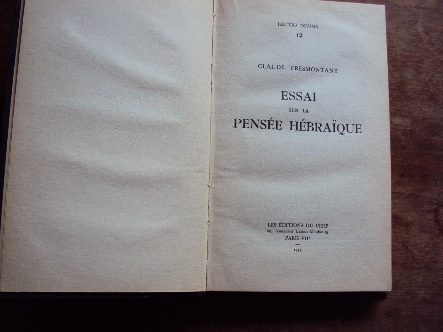 Tresmontant, Claude - Essai sur la pensée Hébraïque (Lectio Divina 12)
