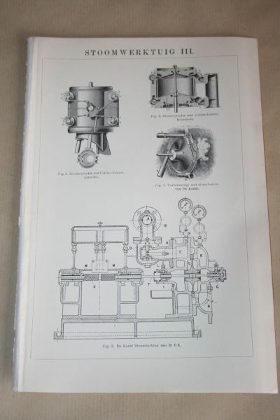  - 3 oude prenten - Stoomwerktuigen - circa 1900