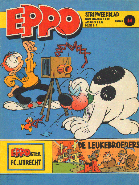 Diverse auteurs - Stripweekblad Eppo / Dutch weekly comic magazine Eppo 1980 nr. 34 met o.a./with a.o. DIVERSE STRIPS :  STORM/AGENT 327/STEF ARDOBA/DE GENERAAL/DE PARTIZANEN/FC UTRECHT(2 p.), goede staat