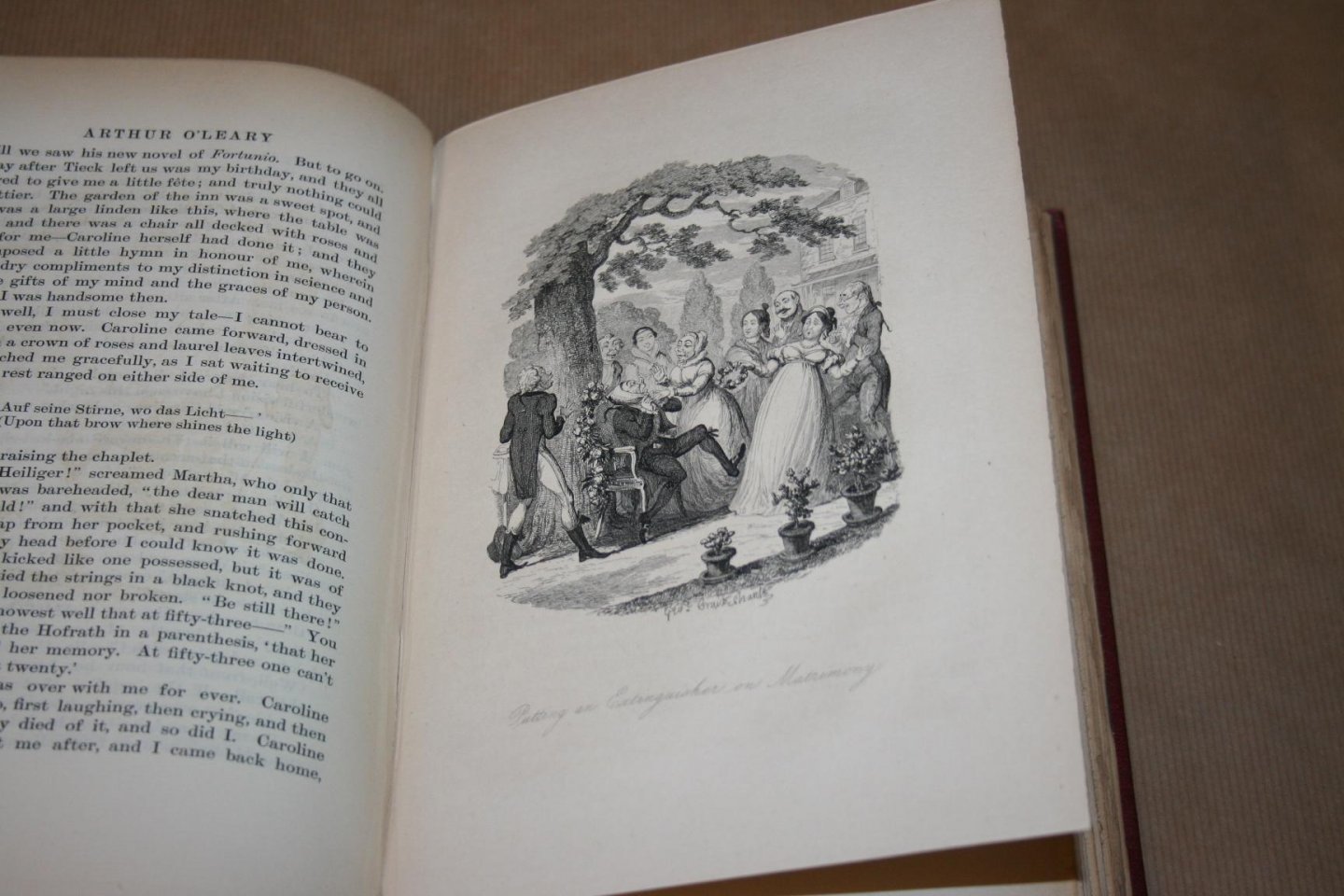 Charles Lever & George Cruikshank - The novels of Charles Lever -- Arthur O'Leary His wanderings and ponderings in many lands  -- 10 etchings by George Cruikshank