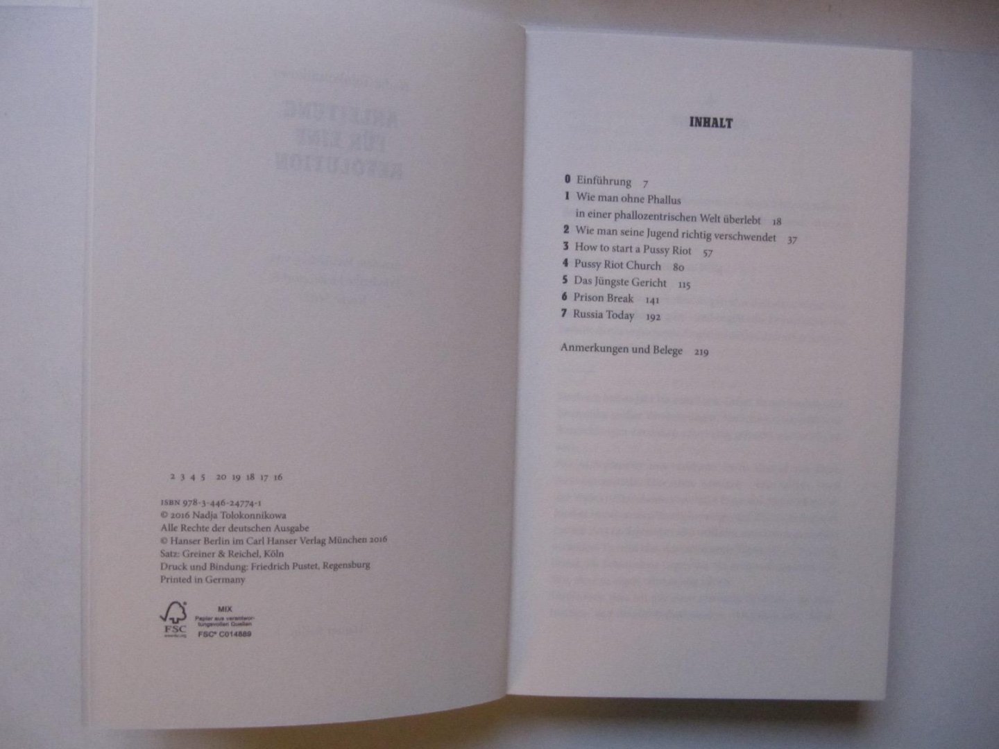 Nadja Tolokonnikowa - Anleitung fur eine Revolution