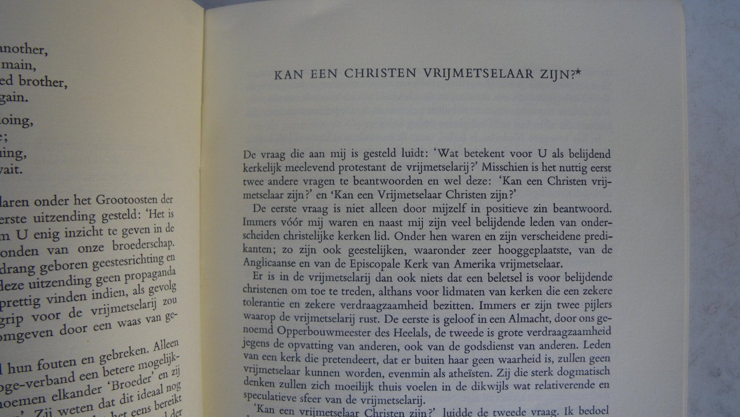 Kok, Prof. dr. J. (ten geleide) - Bericht uit de werkplaatsen; voor vrijheid, verdraagzaamheid en broederschap