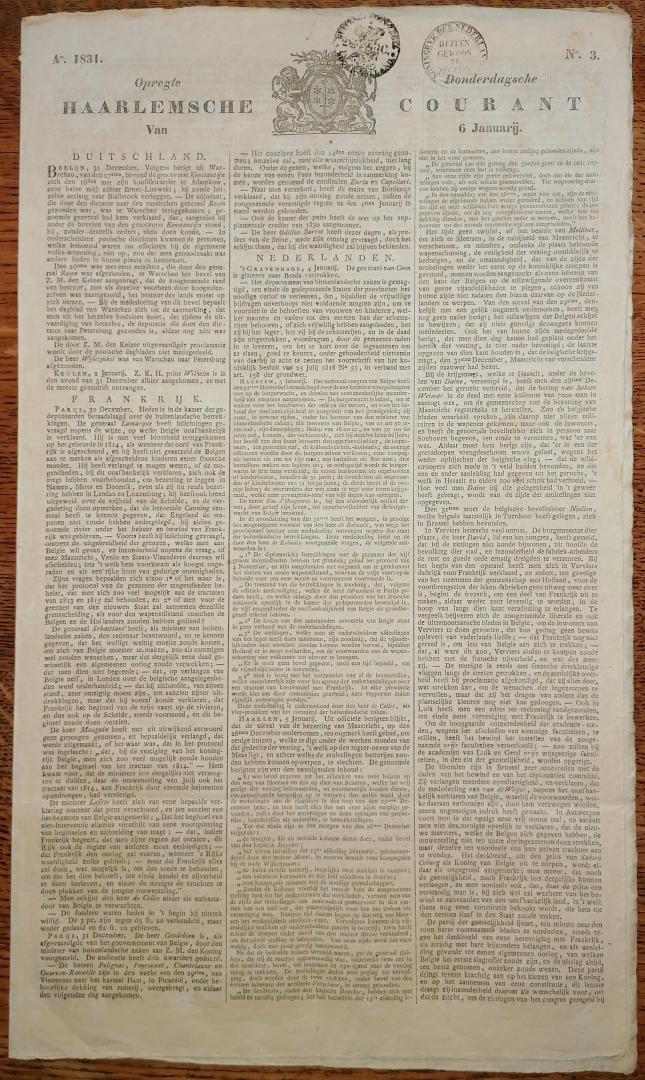 Anoniem - Opregte Haarlemsche Courant No. 3 - 6 januari 1831