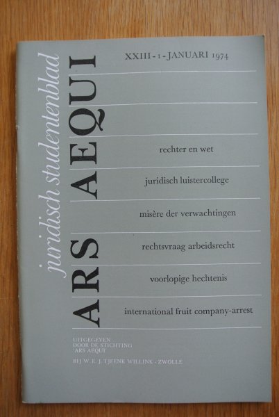 Redactie - ARS AEQUI XXIII, (1974), Juridisch studentenblad