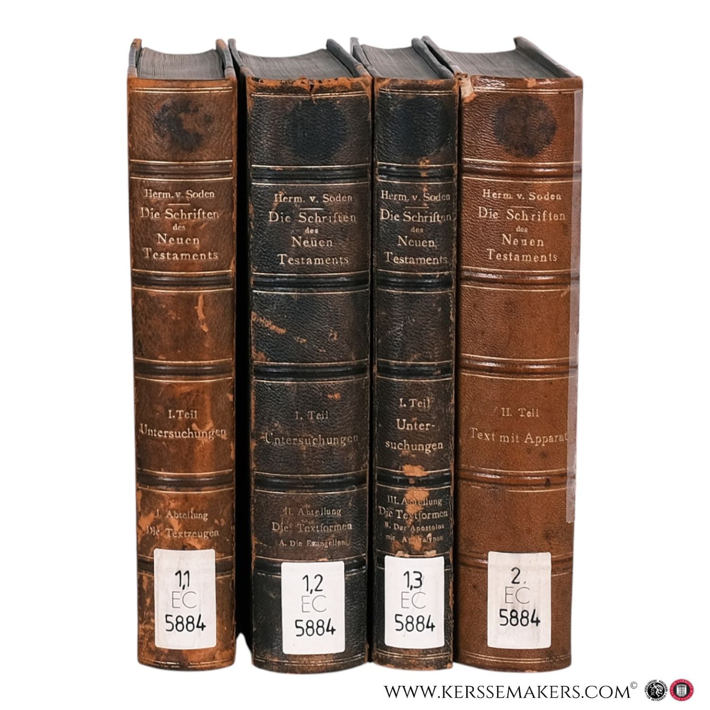 Soden, Hermann Freiherr von. - Die Schriften des Neuen Testaments in ihrer ältesten erreichbaren Textgestalt, hergestellt auf Grund ihrer Textgeschichte. [ 2 volumes in 4 bindings - Von Soden's major edition of the Greek text of the New Testament ].