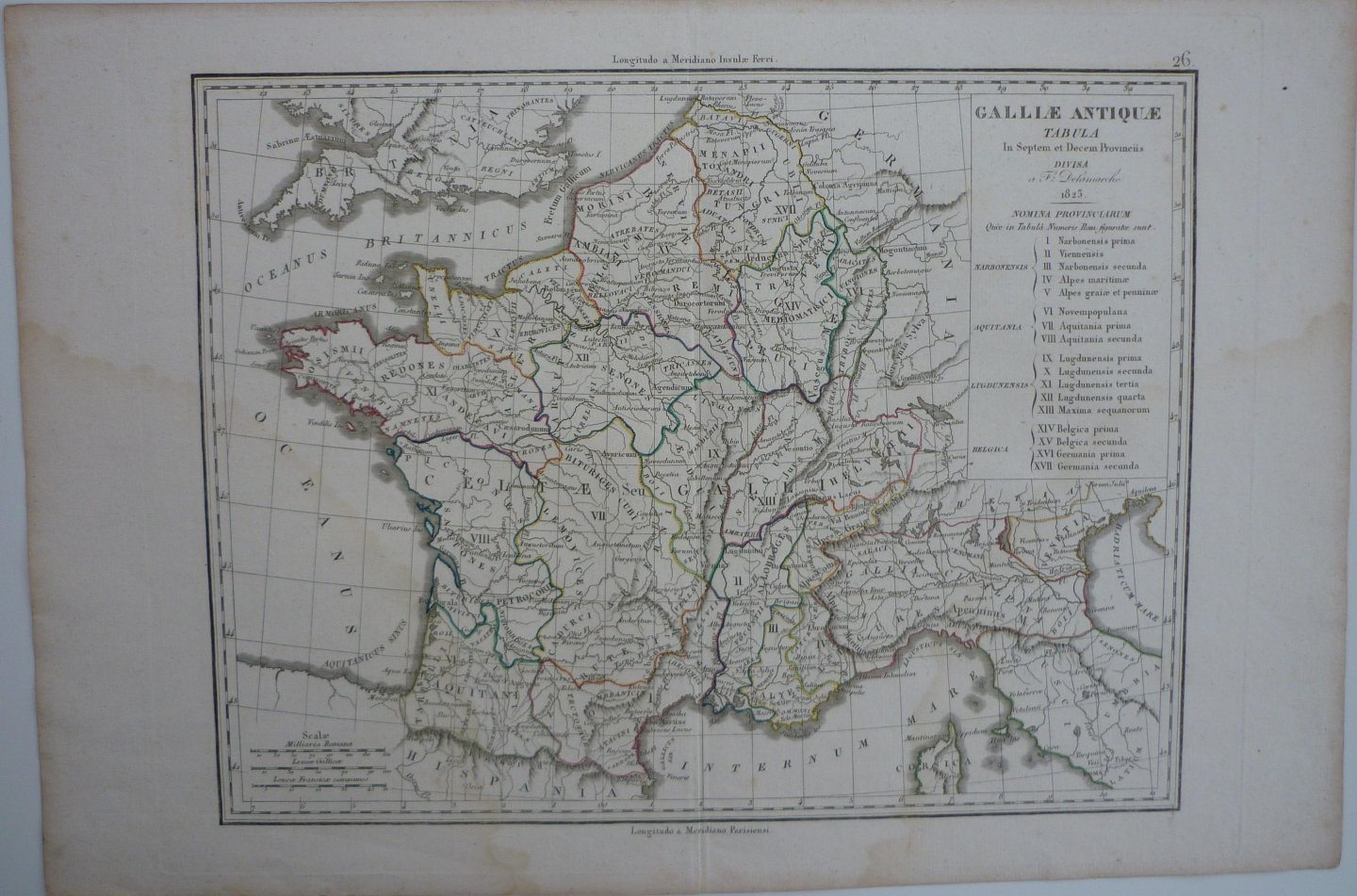 Delamarche, C.F. - Galliae Antiquae tabula In Septem et Decem Provinces