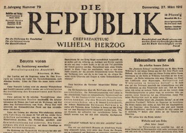 (DEUTSCHE ZEITUNG von 1918-1919). HERZOG, Wilhelm (Hrsg.) - Die Republik. (Tageblatt). Jg. 1 Nr. 2, 3, 9, 12, 14, 15, 18-20, 23-25; Jg. 2 Nr. 1, 3, 4, 58, 73, 77, 79-81, 83, 85 und 86.