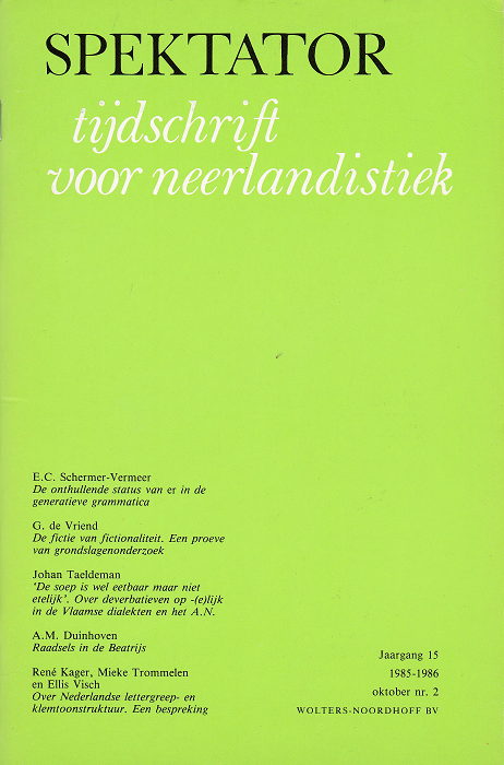 Booij, G.E. e.a. (red.) - Spektator. Tijdschrift voor neerlandistiek, jaargang 15, nummer 2, 1985-1986 / oktober