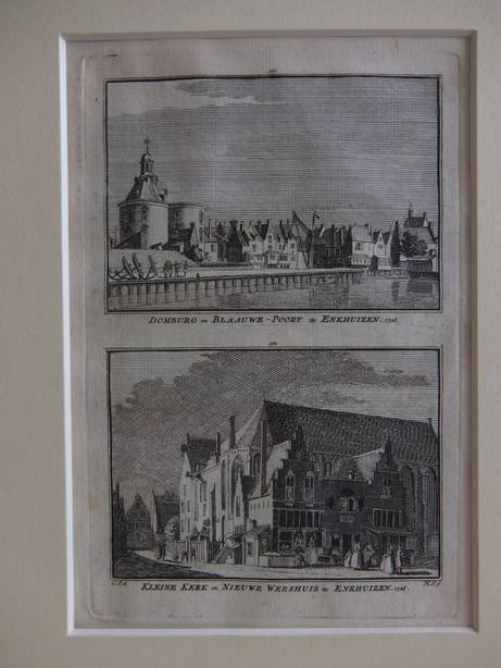 Enkhuizen. - Domburg en Blaauwe-Poort te Enkhuizen, 1726/ Kleine Kerk en Nieuwe Weeshuis te Enkhuizen, 1726.