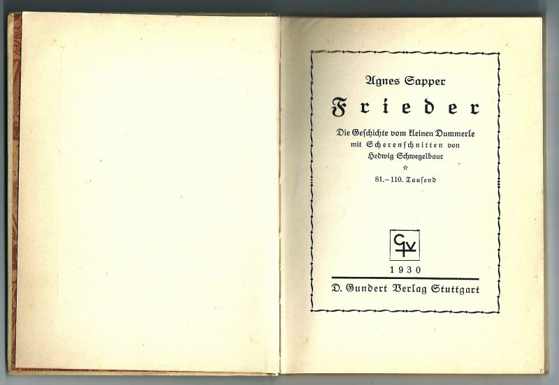 Sapper, Agnes - Frieder. Die Geschichte vom kleinen Dummerle