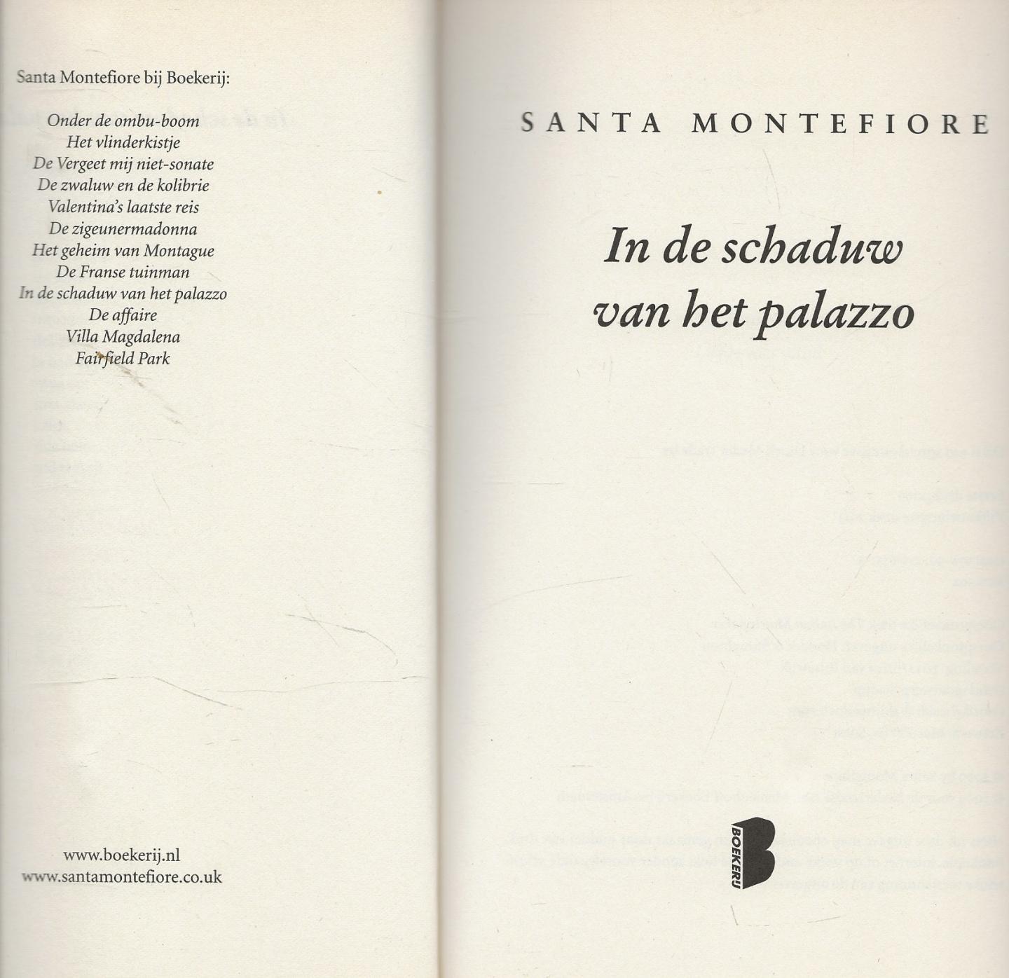 Montefiore, Santa Vertaling Erica van Rijswijk  Omslagontwerp Baqup - In de schaduw van het palazzo   Een italiaanse liefdesgeschiedenis