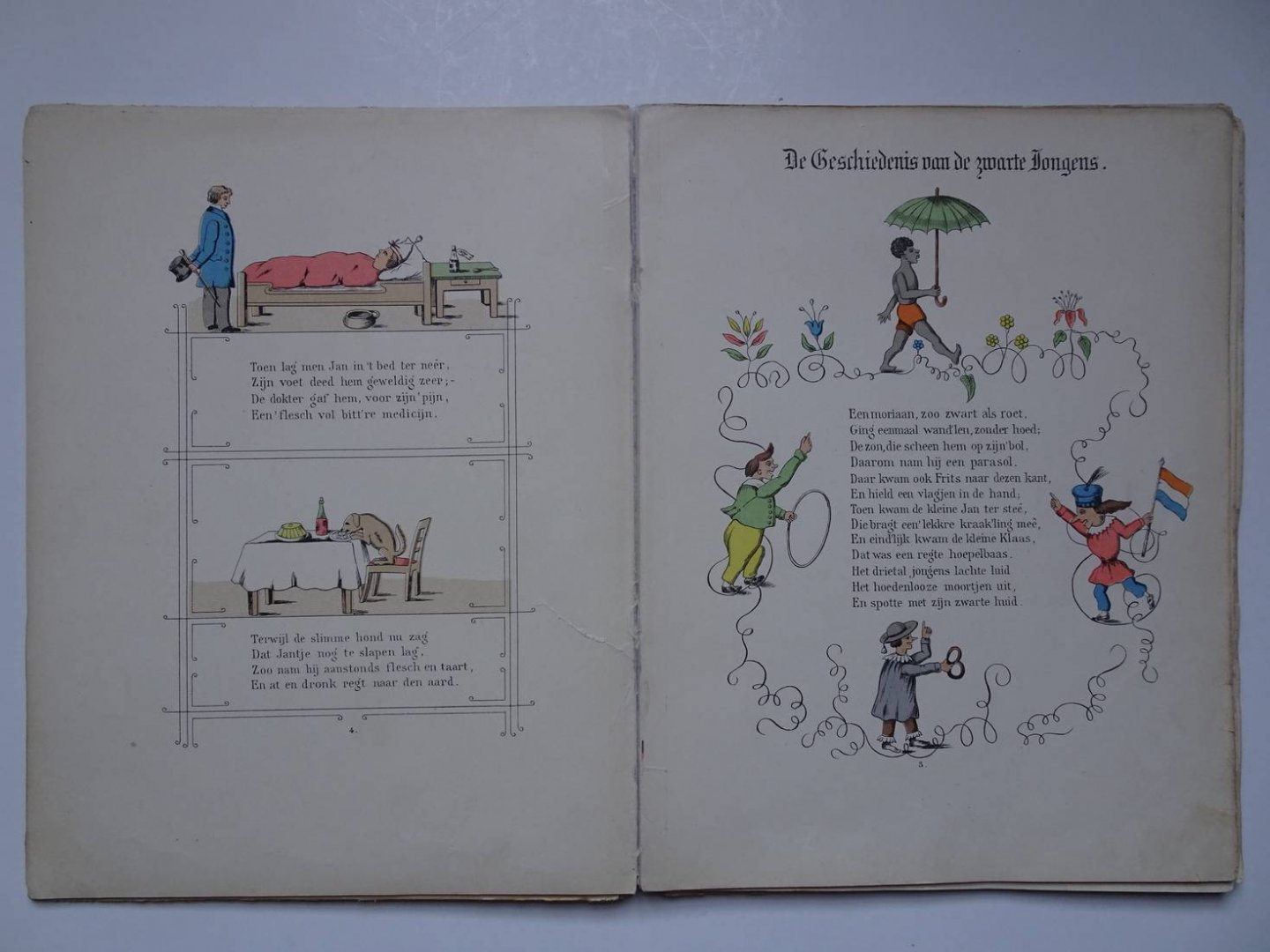 Razoux, W.P. - Een aardig Prentenboek met leerzame vertellingen naar het beroemde Hoogduitsche kinderwerk: Der Struwwelpeter. Jubileum - uitgaaf 1848 - 1898. De eerste Nederlandsche uitgaaf, van 1848, nauwkeurig gevolgd.