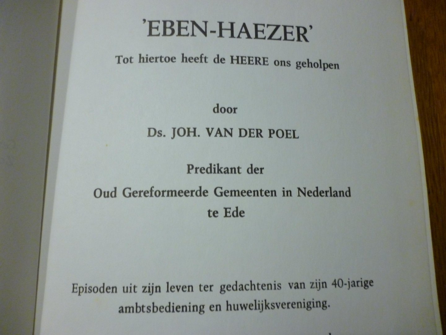 Poel Joh van der - Eben-Haezer