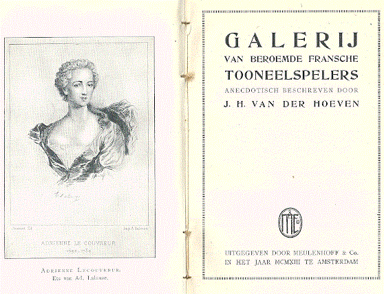 J.H. van der  Hoeven - GALERIJ  van BEROEMDE FRANSCHE TOONEELSPELERS anecdotisch beschreven