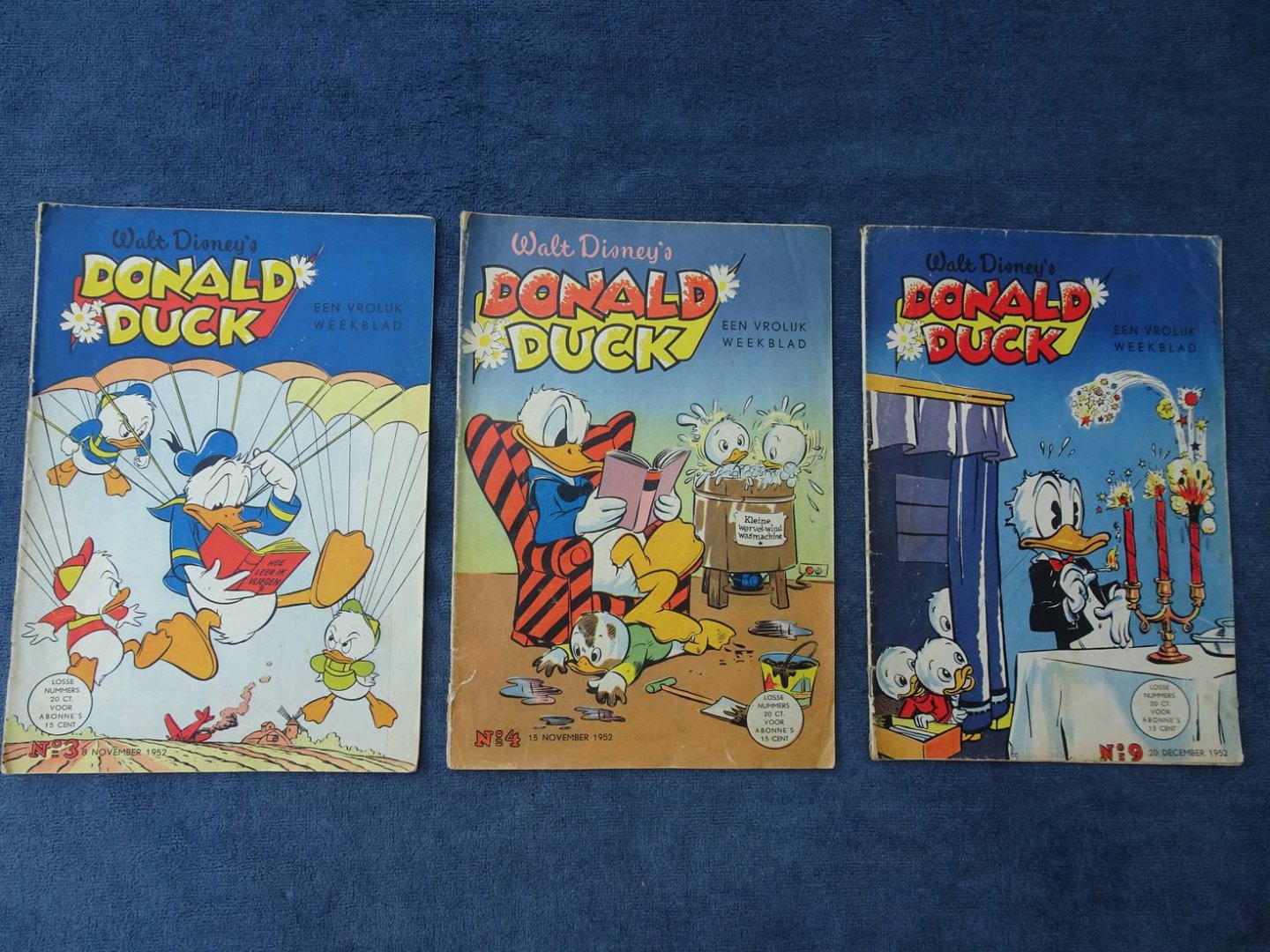 Disney, Walt. - Donald Duck. Een vrolijk weekblad. No. 3,4 en 9 (november / december 1952).