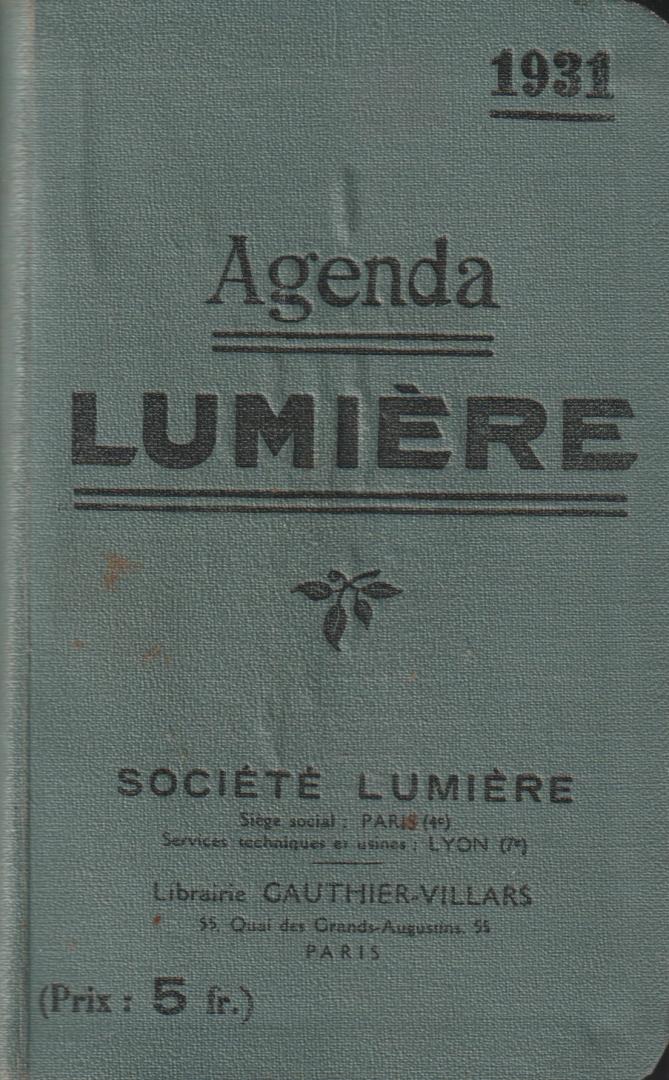 Lumière - Agenda Lumière 1931