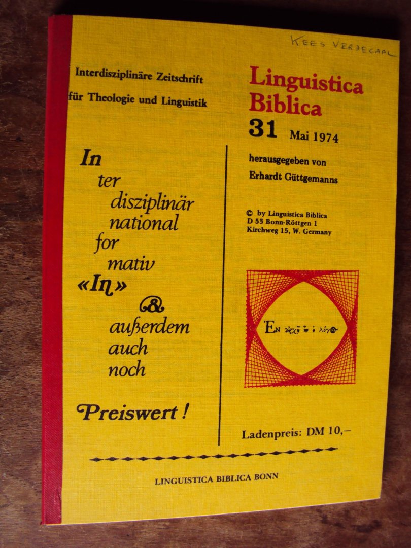 Güttgemanns, Erhardt (Hrsg.) - Linguistica Biblica 31, Mai 1974