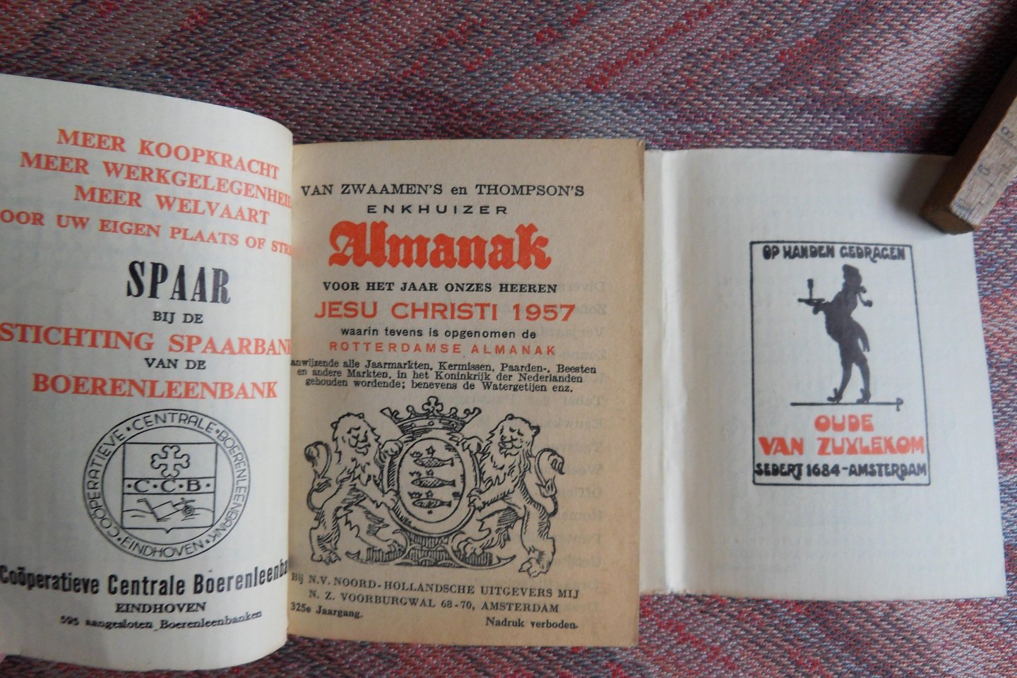 Zwaamen en Thompson. - Van Zwaamen`s en Thompson`s Almanak voor het Jaar Onzes Heeren Jesu Christi 1957, waarin tevens is opgenomen de Rotterdamse Almanak. [ 325e Jaargang ].
