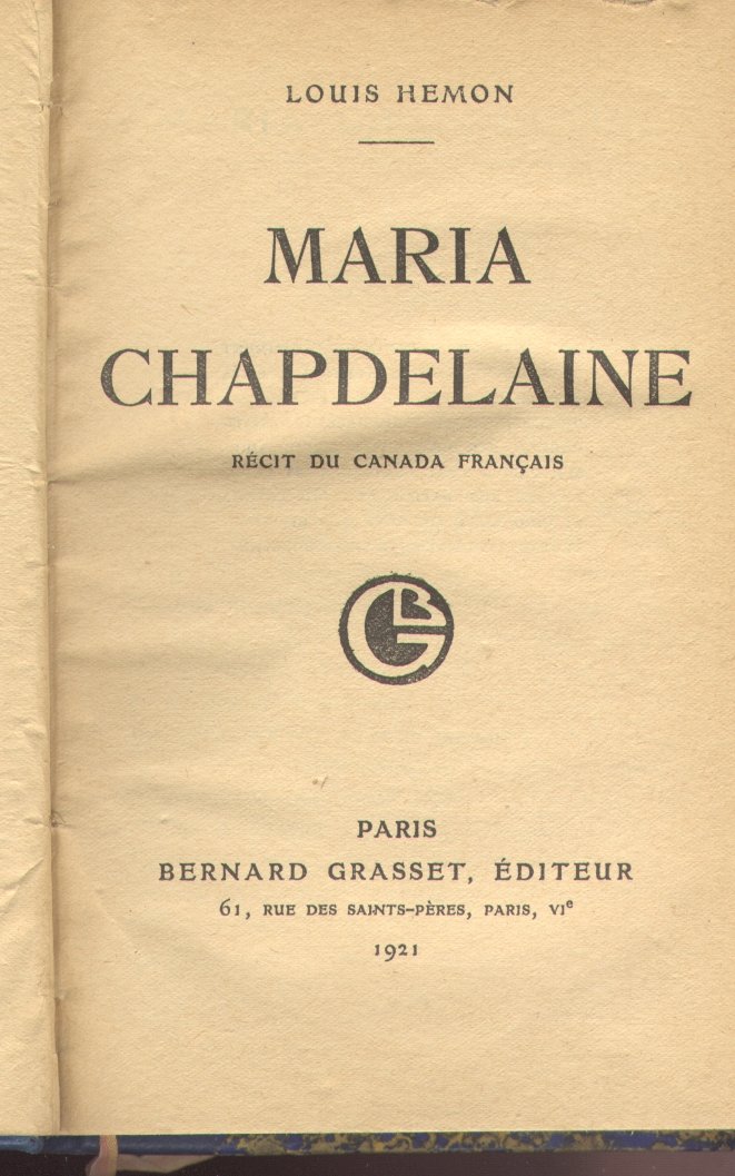 Hemon, Louis - Maria Chapdelaine
