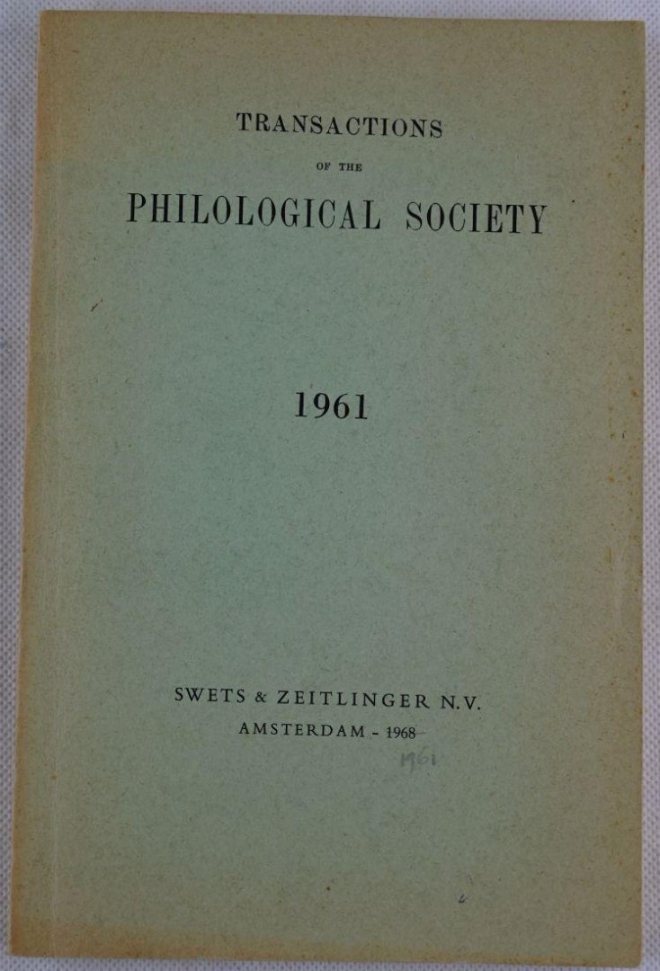 Diversen - Transactions of the Philological Society  1961