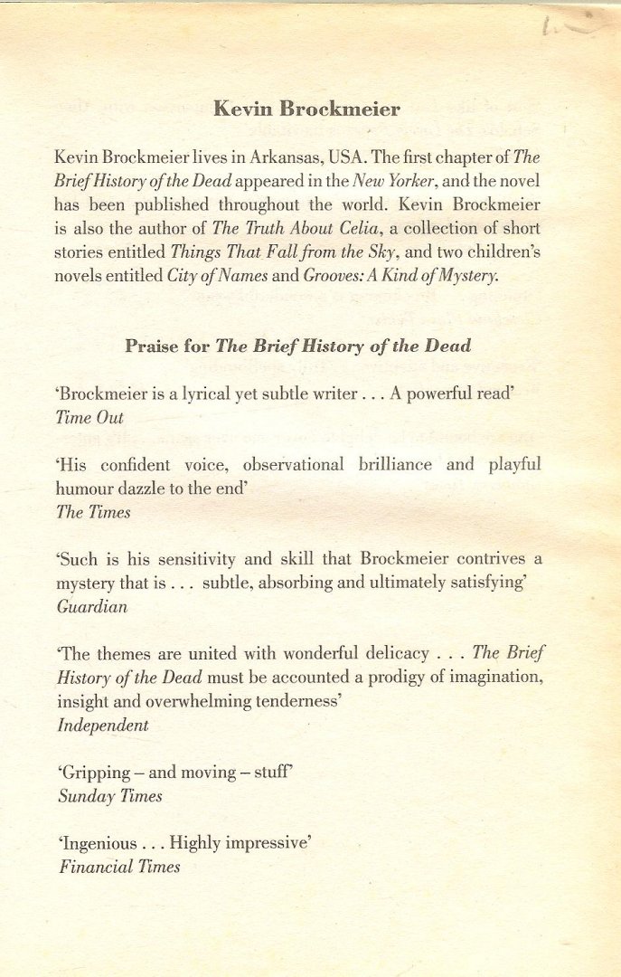 Brockmeier, Kevin - Brief History of the Dead