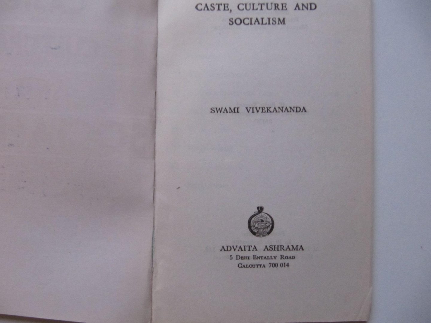 Swami Vivekananda - Caste Culture and Socialism