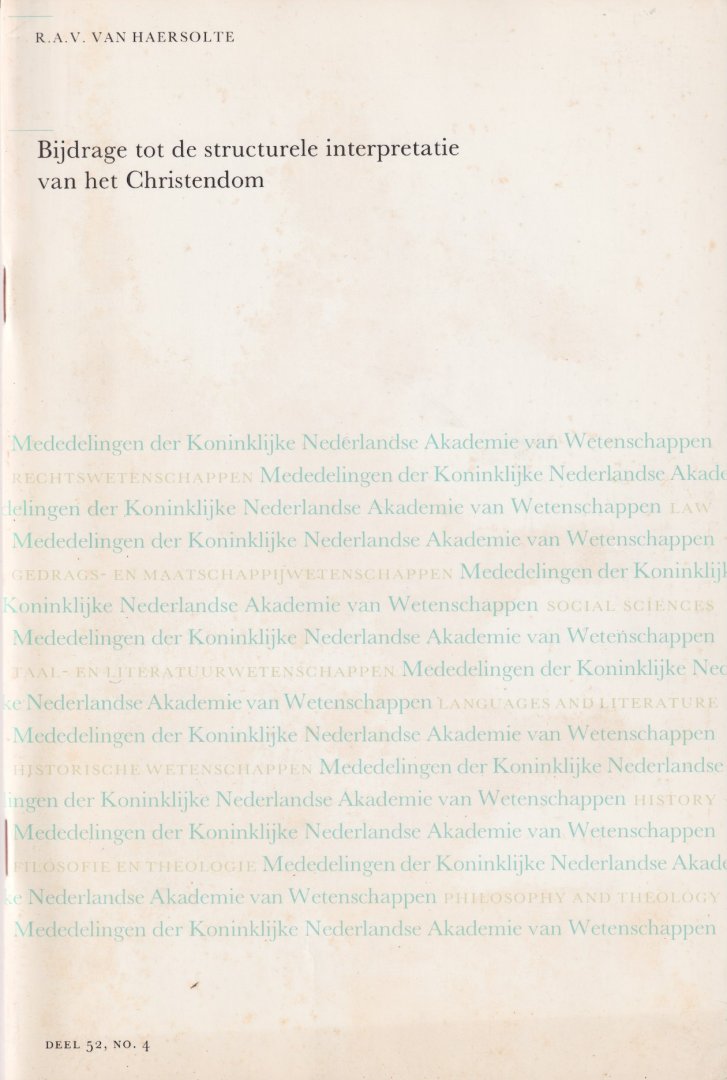 Haersolte, R.A.V. van - Bijdrage tot de structurele interpretatie van het christendom