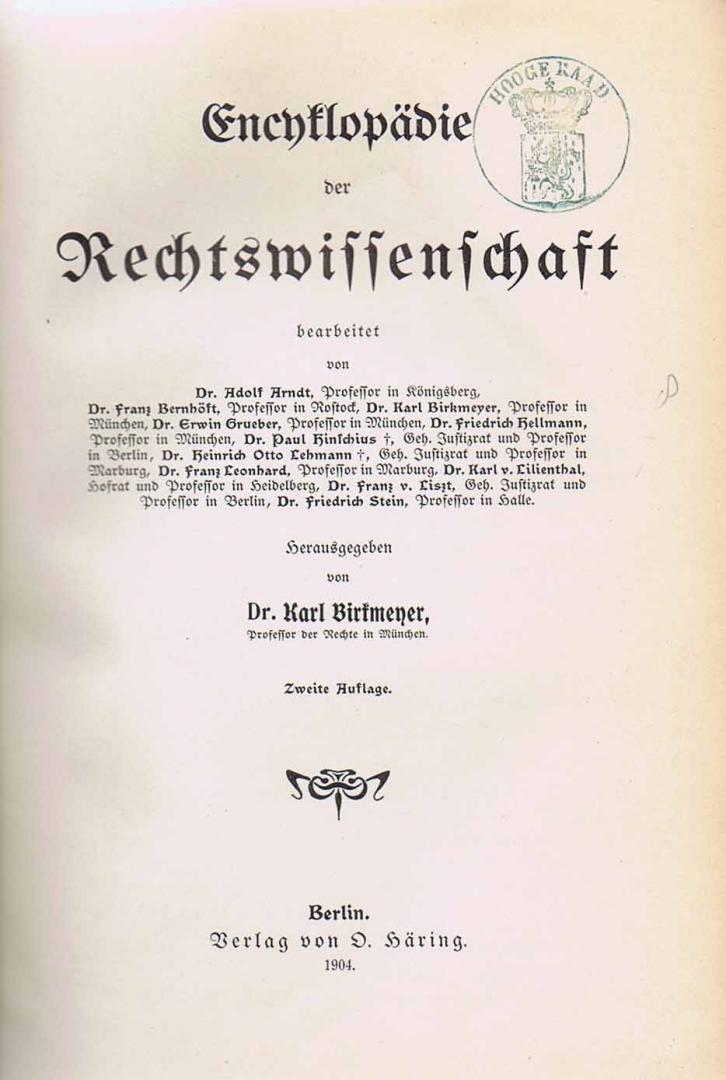 Arndt, dr. Adolf, e.a. - Encyklopädie der Rechtswissenschaft