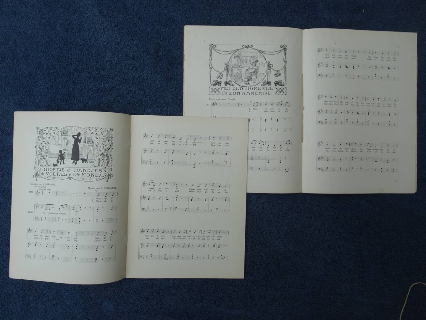 Abramsz, S.. - Geïllustreerde Kinderliedjes. Met begeleiding van piano, woorden en muziek. Eerste tot en met zesde bundel. 6 delen.