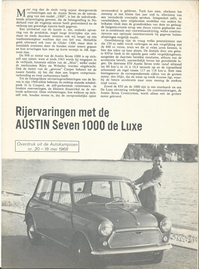 Anoniem - Rijervaringen met de Austin Seven 1000 de Luxe