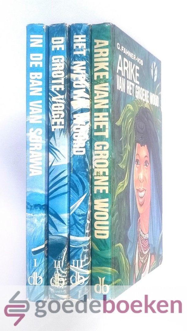 Fahner-Vos, G. - Doealin de zoon van het stamhoofd, set 4 delen compleet --- Deel 1: In de ban van Sorawa, deel 2: De grote vogel, deel 3: Het nieuwe Woord, deel 4: Arike van het groene woud