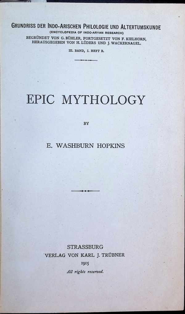 E. Washburn Hopkins - Epic Mythology