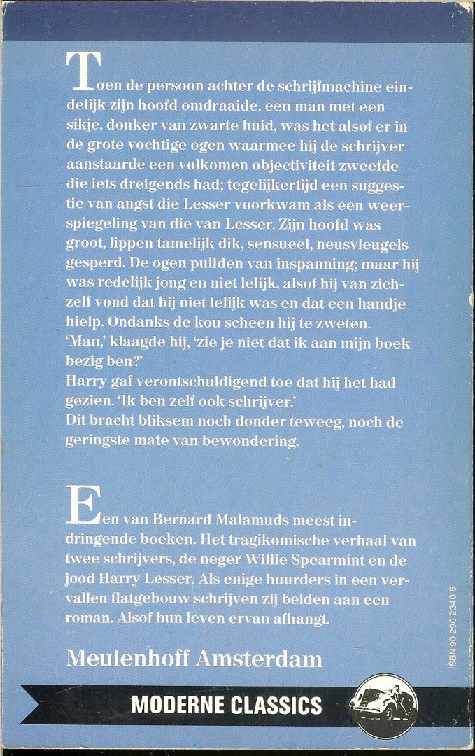 Malamud Bernard   Vertaald door Else Hoog  .. Omslag tekening  Henri Reiling  Vormgeving omslag Zeno - De Huurders