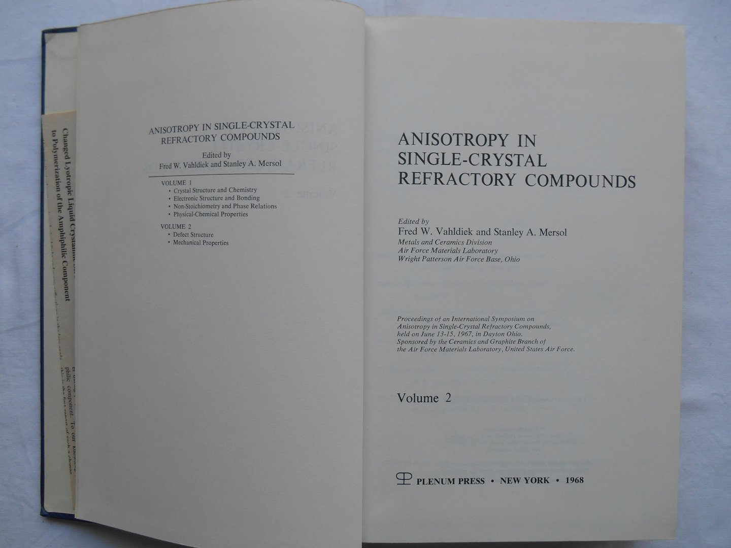 Vahldiek, Fred W. & Mersol, Stanley A. - Anisotropy in Single-Crystal Refractory Compounds, volume 2