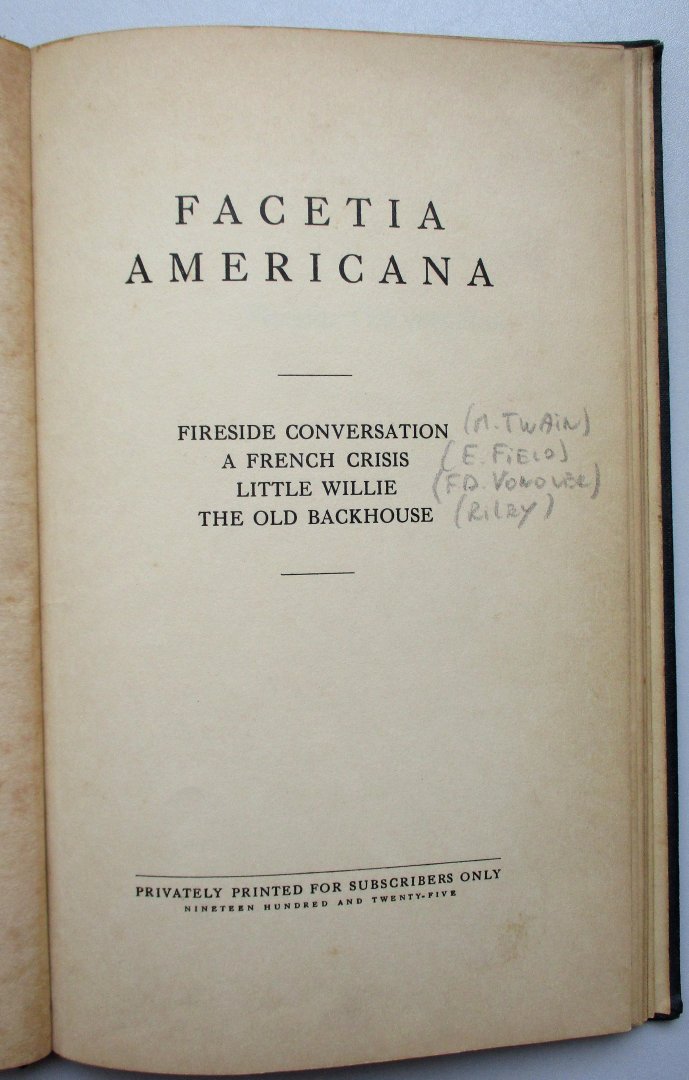 M. Twain, E. Field, R. Whitcomb & F.D. Vanover - Facetia Americana