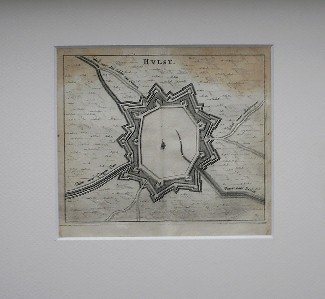 antique map (kaart). - Plattegrond van Hulst. Antique map of Hulst.
