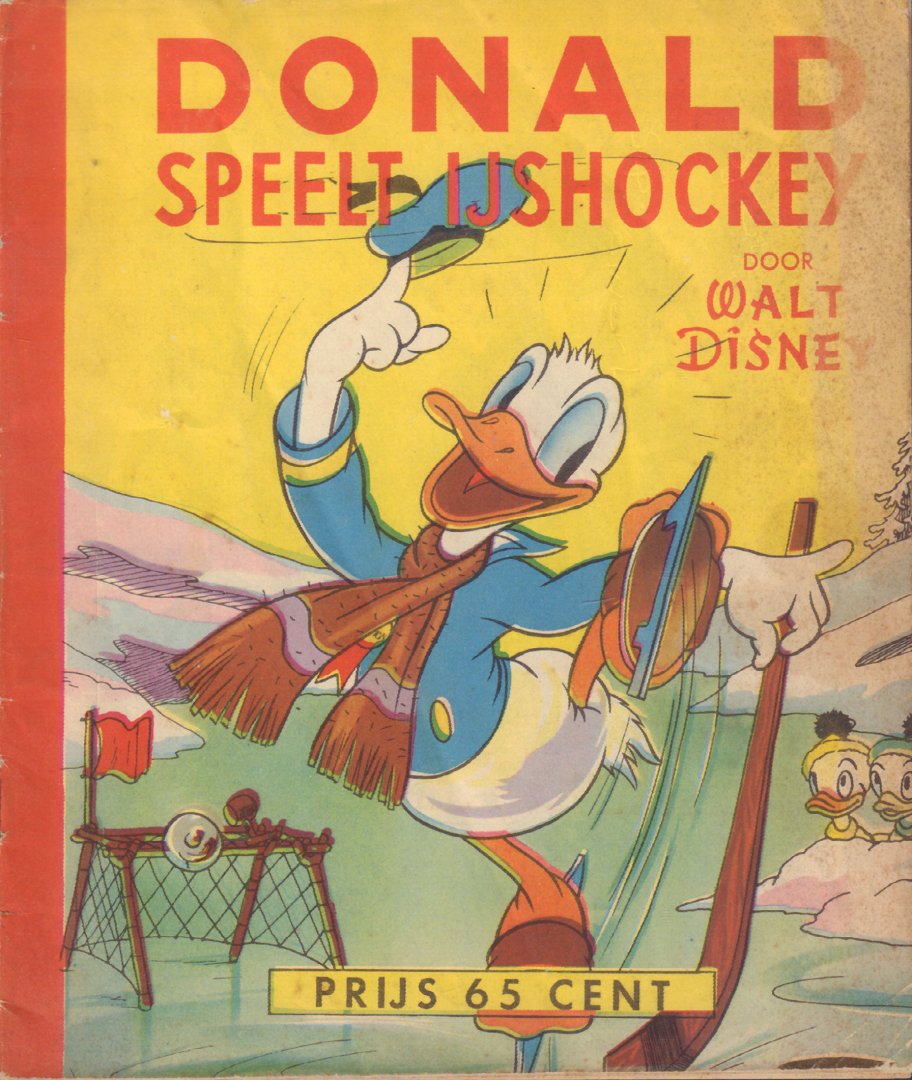 Walt Disney - Donald Speelt IJshockey, 31 pag. geniete softcover, goede, gebruikte staat (rechterkant voorzijde wat vervaagd, zie de foto)