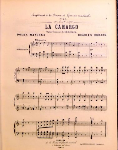 Hubans, Charles: - La camargo. Opéra comique de Ch. Lecocq. Polka mazurka