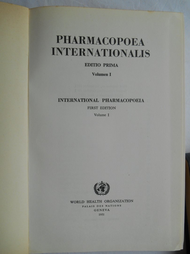 World Health Organization - Pharmacopoea internationalis International Pharmacopoeia, 3 delen