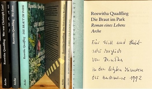 QUADFLIEG, Roswitha - Fünf Romane mit Widmung von Quadflieg an das Ehepaar Huib und Will van Krimpen.