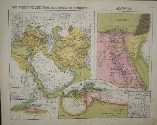 antique map (kaart). - Het perzische rijk voor Alexander de Grote. Aegyptus. (egypte).