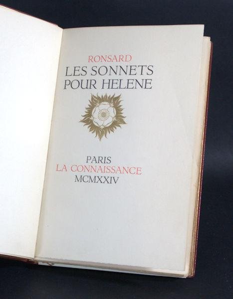 Ronsard, Pierre de. - Les sonnets pour Helene.