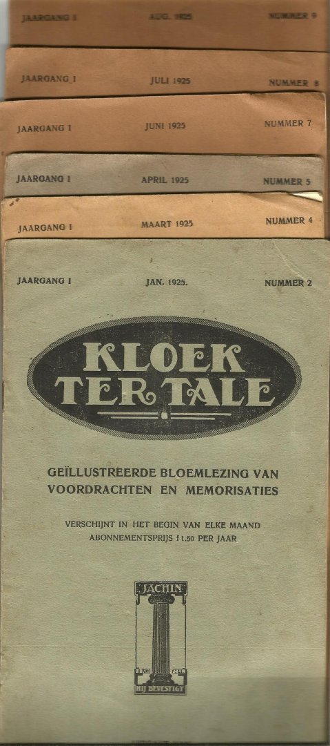 uitg. Jachin  Zwolle  1925 - KLOEK  TER  TALE  jaargang 1